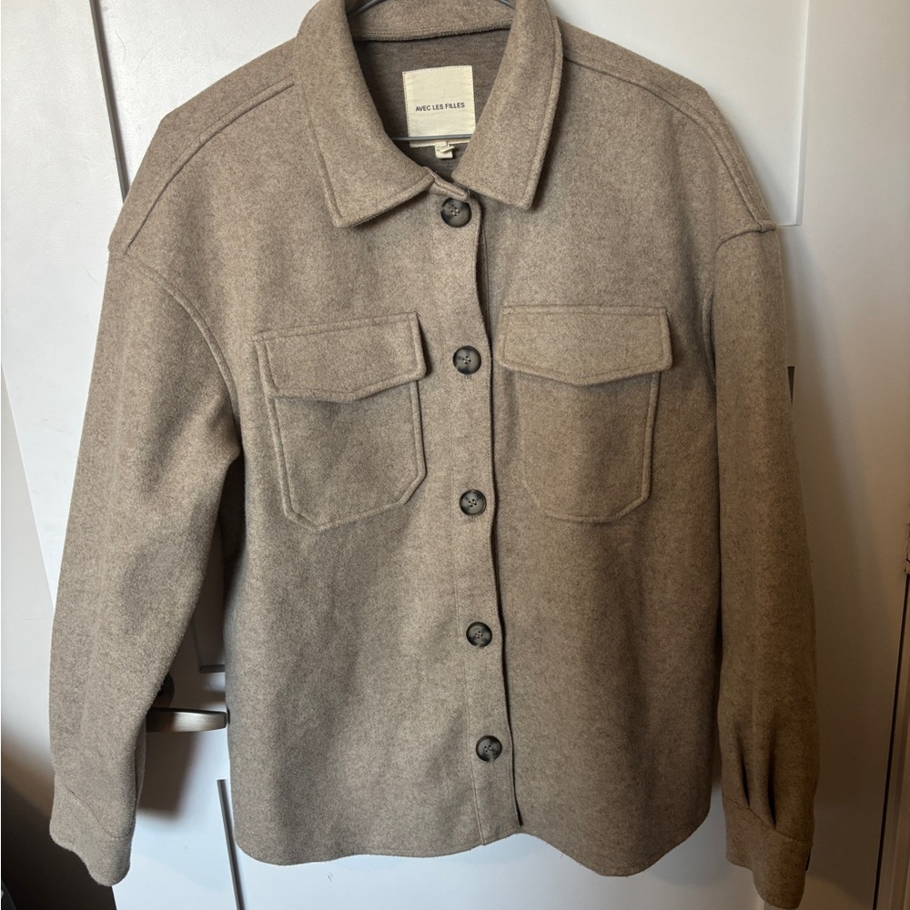 Avec Les Filles Taupe Jean-Style Wool Shacket